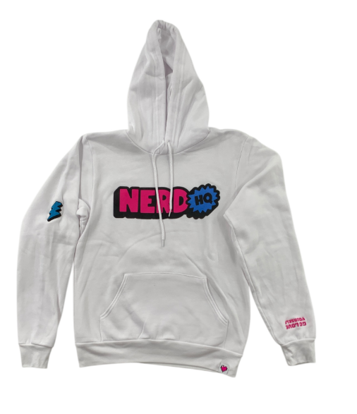 Nerd HQ Staple Sponge Fleece Pullover Hoodie (Pink Logo)