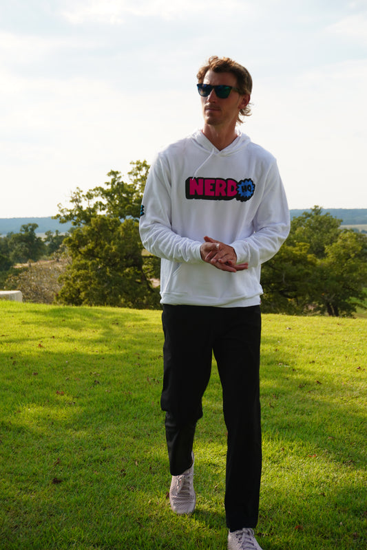 Nerd HQ Staple Sponge Fleece Pullover Hoodie (Pink Logo)